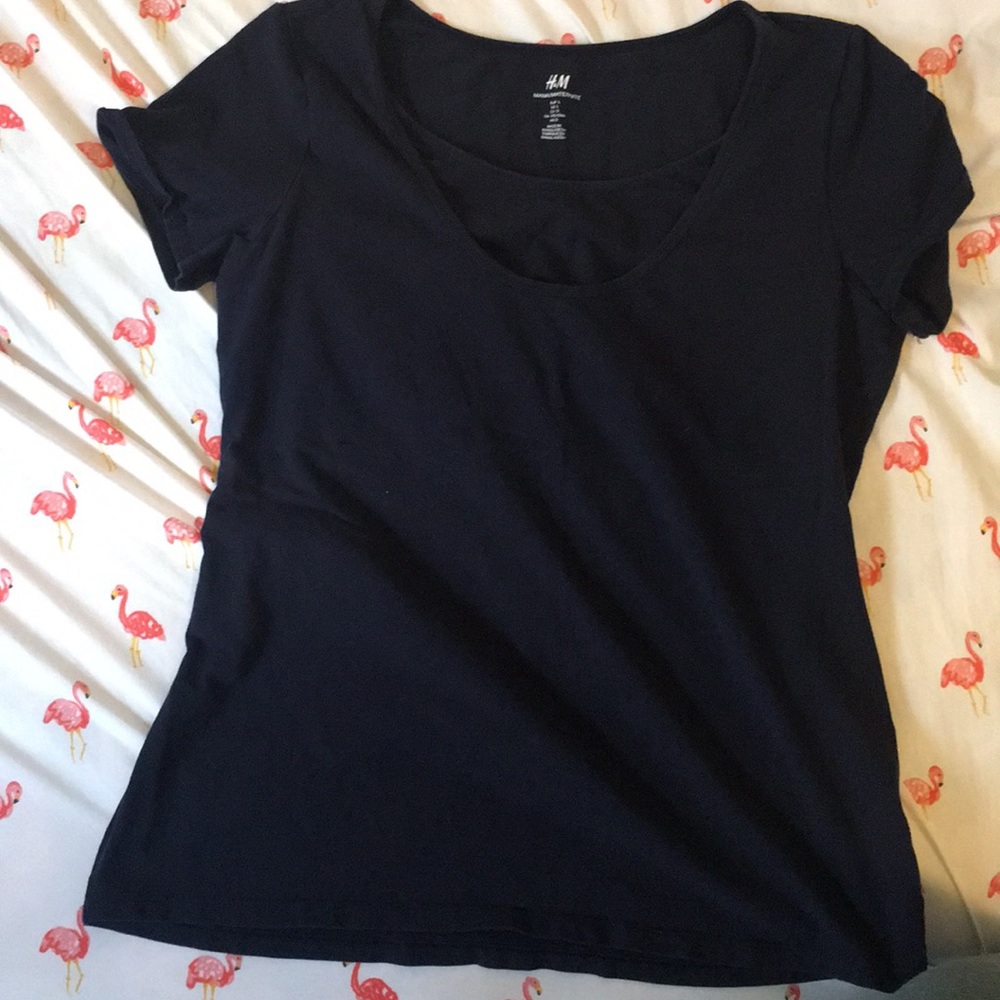 Navy Scoop neck nursing tee